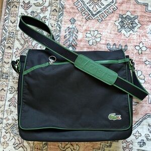 LACOSTE 🐊 travel messenger laptop bag crossbody unisex designer black tote
